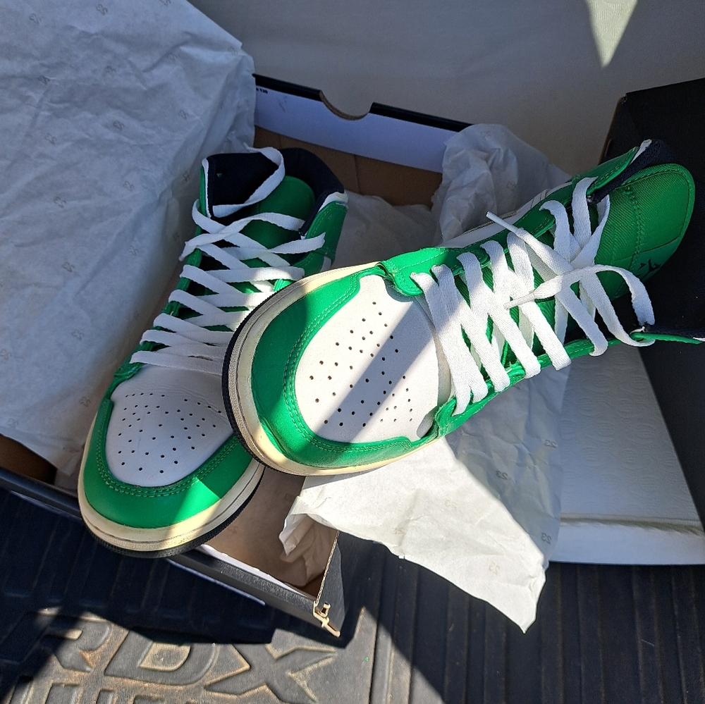 Air Jordan Green and White Sneakers